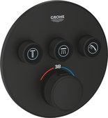 Термостат для душа Grohe Grohtherm SmartControl круглый, 3 потребителя, фантомный чёрный 29508KF0