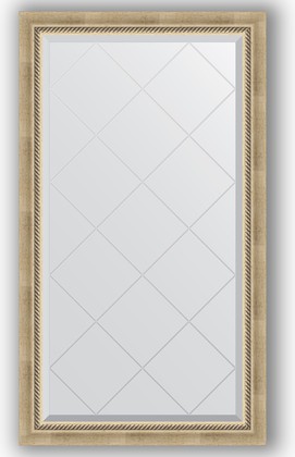 Зеркало Evoform Exclusive-G 730x1280 с фацетом и гравировкой, в багетной раме 70мм, состаренное серебро с плетением BY 4218