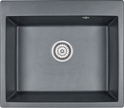 Кухонная мойка Granula 6001, 600x520, накладная, кварц, Шварц (чёрный металлик) 6001, ШВАРЦ