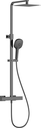 Душевая система с термостатом AQUAme, верхний душ 226x226 сталь, лейка 3jet, gun metal AQM8007GM