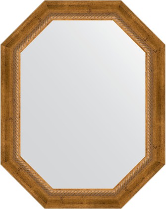Зеркало Evoform Polygon 580x730 в багетной раме 70мм, состаренная бронза с плетением BY 7114