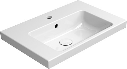 Раковина GSI Norm 600, подвесная, встраиваемая, перелив, отверстие под смеситель, белый глянцевый 8636111