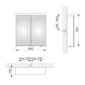 Зеркальный шкаф Keuco Royal Reflex, 65x70см, с подсветкой, 2 дверцы, алюминий серебристый 24202 171301