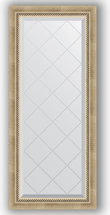 Зеркало Evoform Exclusive-G 530x1230 с фацетом и гравировкой, в багетной раме 70мм, состаренное серебро с плетением BY 4046