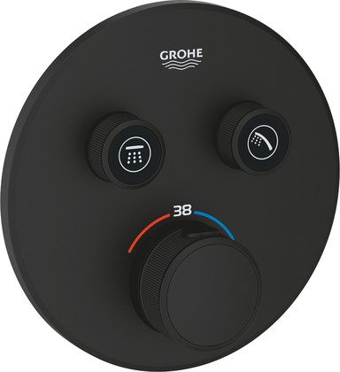 Термостат для душа Grohe Grohtherm SmartControl круглый, 2 потребителя, фантомный чёрный 29507KF0