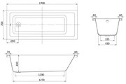 Ванна акриловая Aquatek Тея 170x70, прямоугольная, без каркаса и экрана TEI170-0000001
