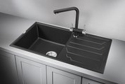 Кухонная мойка Granula 8601, 860x500, накладная, с крылом, кварц, Турмалин 8601, ТУРМАЛИН