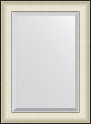 Зеркало Evoform Exclusive 54x74, с фацетом, в багетной раме, белая кожа с хромом 78мм BY 7449