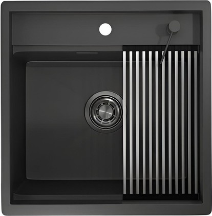 Кухонная мойка Granula Kitchen Space KS-5051 500x510, накладная, нержавеющая сталь, Чёрный матовый 5051, ЧЕРНЫЙ МАТОВЫЙ
