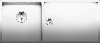 Кухонная мойка Blanco Claron 400/550-Т-IF, чаша слева, отводная арматура, полированная сталь 521599