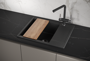 Кухонная мойка Granula Estetica ES-6202, 620x500, с крылом, кварц, Чёрный 6202, ЧЁРНЫЙ