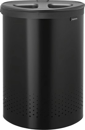 Бак для белья Brabantia, 55л, двухсекционный, овальный, стальной, чёрный 242366
