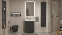 Тумба с раковиной Velvex Edge 600-0-2 (9696) напольная, графит tn.EDG.9696.60.2Y графит + 9696-60