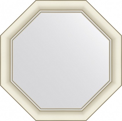 Зеркало Evoform Octagon 56x56, восьмиугольное, в багетной раме, белый с серебром 60мм BY 7437