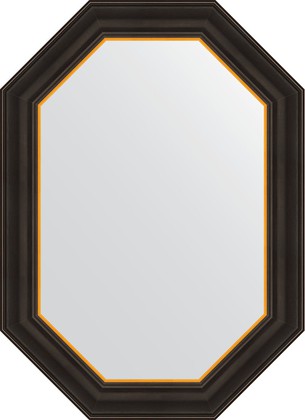 Зеркало Evoform Polygon 530x730 в багетной раме 71мм, чёрное дерево с золотом BY 7285