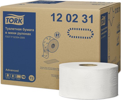 Туалетная бумага Tork Advanced в мини-рулонах, 12шт. 120231