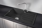 Кухонная мойка Granula 8002, 800x500, накладная, с крылом, кварц, Турмалин 8002, ТУРМАЛИН