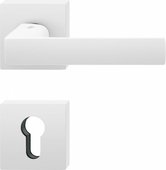 Ручка дверная Colombo RobocinqueS, с квадратной розеткой 52x52, с накладкой для цилиндрового замка, белый матовый ID71RY biancomat