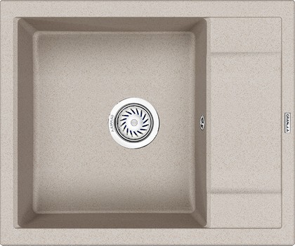 Кухонная мойка Granula 6002, 600x500, накладная, с крылом, кварц, Пирит 6002, ПИРИТ