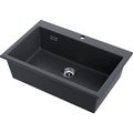 Кухонная мойка Omoikiri Omishima 76 BL Matt Natceramic, врезной монтаж, чёрный матовый 4997484