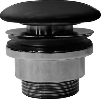 Донный клапан для раковин GSI, без перелива, с открытым сливом, керамическая крышка, Ardesia matt чёрный матовый PVC26