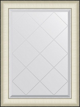 Зеркало Evoform Exclusive-G 64x87, с гравировкой, в багетной раме, белая кожа с хромом 78мм BY 4567