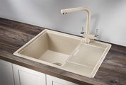 Кухонная мойка Granula 6503, 650x500, накладная, с крылом, кварц, Пирит 6503, ПИРИТ