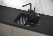 Кухонная мойка Granula Kitchen Space KS-5501U, 550x450, подстольный монтаж, кварц, Шварц (чёрный металлик) 5501U, ШВАРЦ