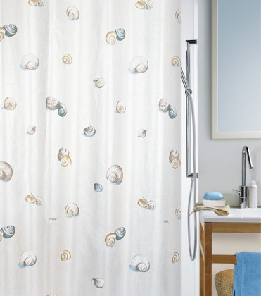 Штора для ванной Spirella Escargot, 180x200см, текстиль, бежево-серый 1040773