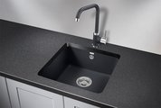 Кухонная мойка Granula 3801, 455x435, под столешницу, кварц, Шварц (чёрный металлик) 3801, ШВАРЦ