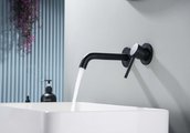 Смеситель для раковины настенный Aquatek Европа внешняя и скрытая часть, чёрный матовый AQ1313MB