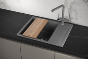 Кухонная мойка Granula Estetica ES-6202, 620x500, с крылом, кварц, Графит 6202, ГРАФИТ