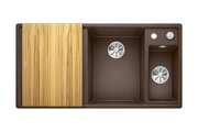 Кухонная мойка Blanco Axia III 6S, клапан-автомат, разделочный столик из ясеня, чаша справа, кофе 523471