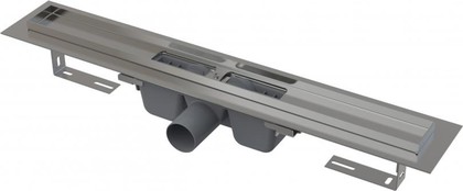 Душевой лоток Alca Professional 850, с порогами для цельной решётки, с горизонтальным сливом, сталь APZ6S-850