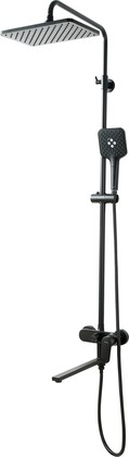 Душевая система Aquatek Ника, смеситель с длинным изливом, верхний душ 300x193мм, лейка 3jet, матовый чёрный AQ2840MB