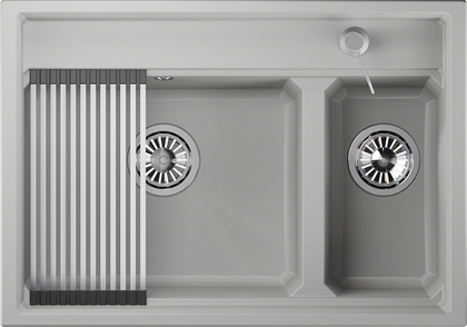 Кухонная мойка Granula Kitchen Space KS-7302, 730x510, накладная, кварц, Арктик 7302, АРКТИК
