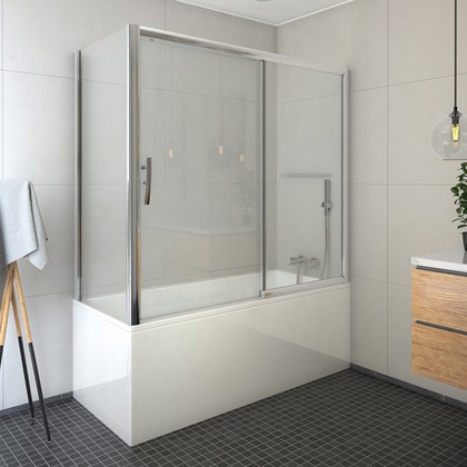 Шторка на ванну Roth Proxima PXV2+PXVB, 170x70см, дверь слева, прозрачное стекло, хром 451-170000L-00-02/452-7000000-00-02
