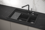 Кухонная мойка Granula Kitchen Space KS-7302, 730x510, накладная, кварц, Чёрный 7302, ЧЁРНЫЙ