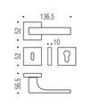 Ручка дверная Colombo RobocinqueS, 52x52, с накладкой классик, чёрный матовый ID71R neromat