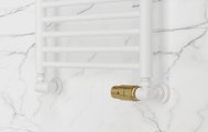Автоматический терморегулятор Сунержа 3D правый G1/2"НРxG3/4"НГ, набор, матовый белый - золото 30-1422-6207