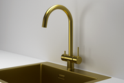Смеситель кухонный Granula Kitchen Space KS-7104, с подключением к фильтру для питьевой воды, Золото сатин 7104, ЗОЛОТО САТИН