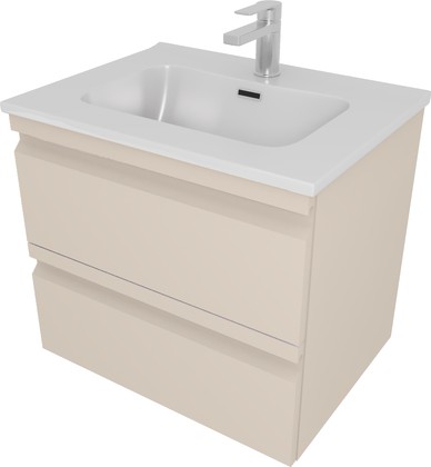 Тумба с раковиной Aquatek Вега 600, подвесная, 2 выдвижных ящика, капучино светлый AQ77060-LC