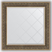 Зеркало Evoform Exclusive-G 890x890 с гравировкой, в багетной раме 101мм, вензель серебряный BY 4336