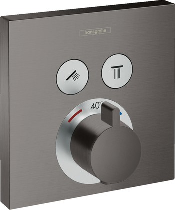 Термостат для душа Hansgrohe ShowerSelect, скрытого монтажа, 2 потребителя, шлифованный чёрный хром 15763340