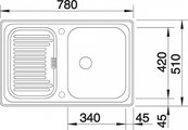 BLANCO LEGRA 45 S Схема с размерами: вид сверху