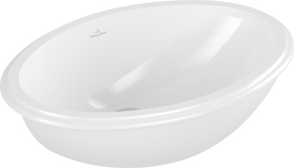 Раковина Villeroy & Boch Evana 500, установка под столешницу, с переливом, наружная сторона покрыта глазурью, Альпийский белый 61470001