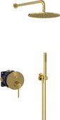 Душевая система Kludi Bozz Push&Switch, 7в1, встроенный смеситель, брашированное золото 38658N076