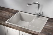 Кухонная мойка Granula 6503, 650x500, накладная, с крылом, кварц, Базальт 6503, БАЗАЛЬТ