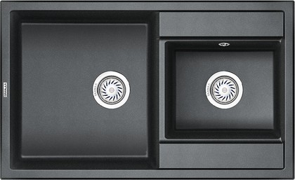 Кухонная мойка Granula 8201, 820x500, накладная, двойная, кварц, Шварц (чёрный металлик) 8201, ШВАРЦ