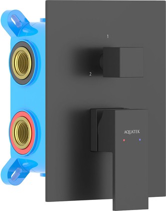 Смеситель для душа Aquatek Либра 3 потребителя, внешняя и скрытая часть, чёрный матовый AQ1647MB